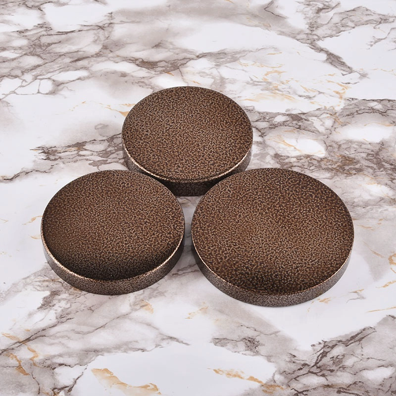 Custom round amber metal lid cover for candle jar holder