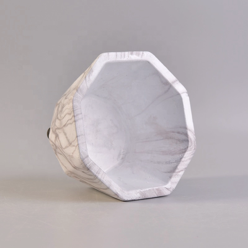 Geo cut clay candle holder concrete candle jar in bulk