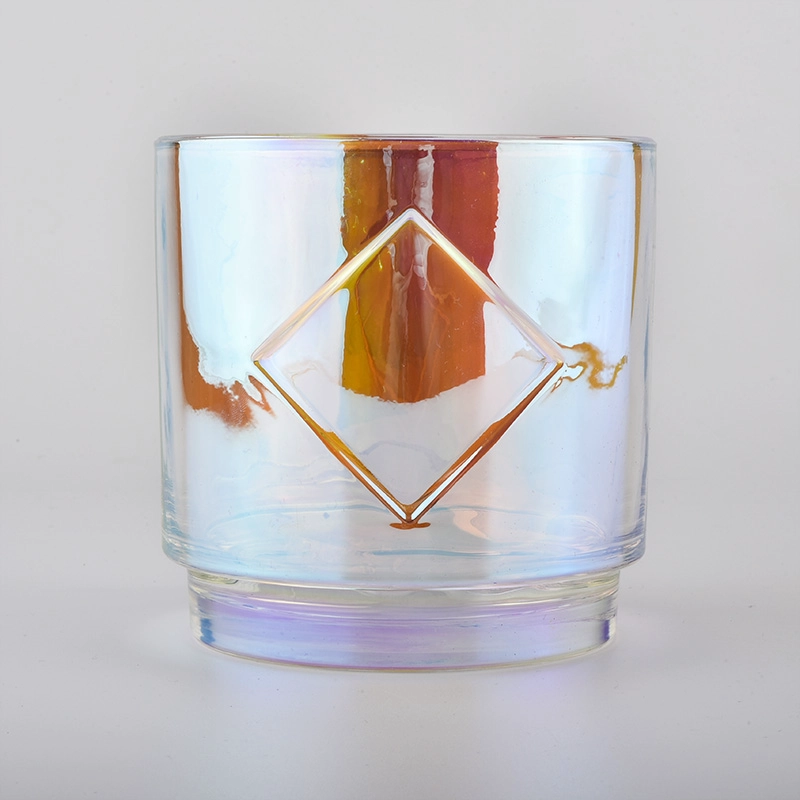 holographic glass candle jars with metal label
