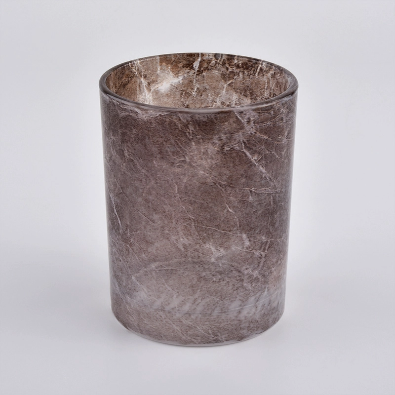 amber color marble finished glass candle jars wholesale