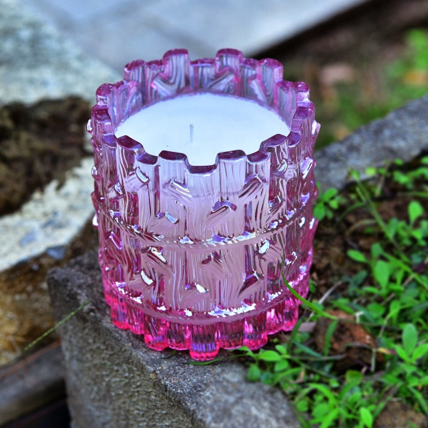Sunny new design luxury pink tealight crystal Glass candle jar