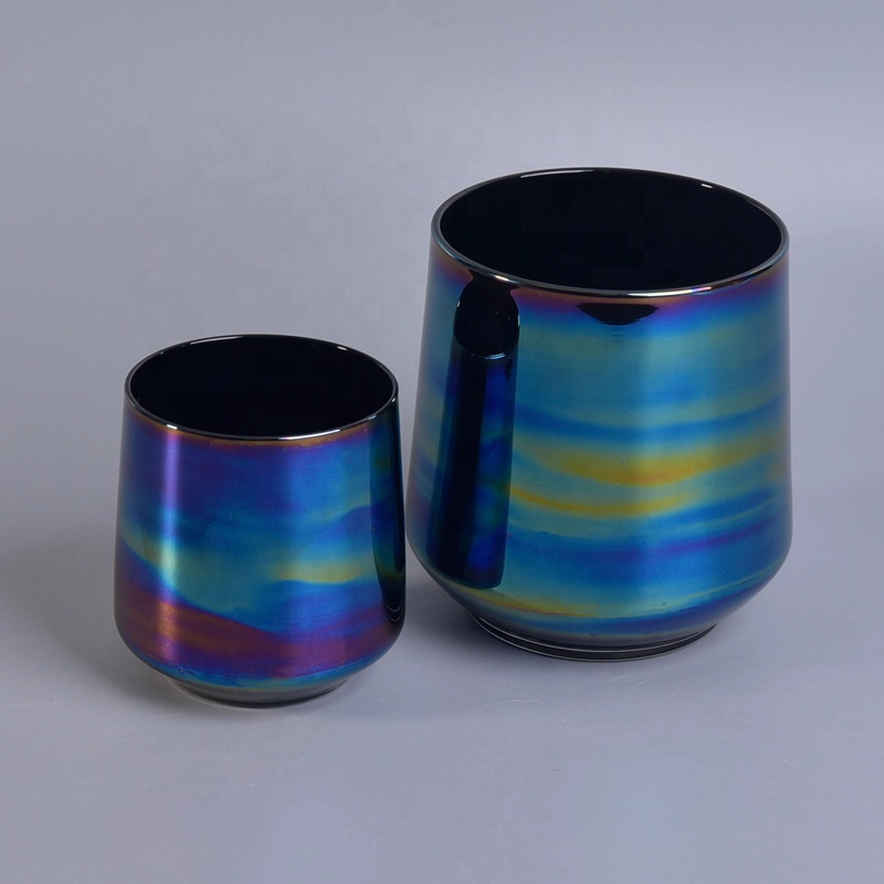 Luxury electroplating candle cup glass candle holder in bulk