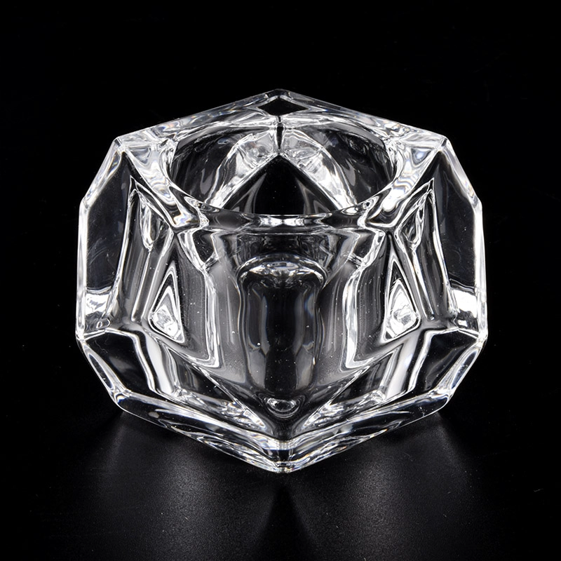 high white geo cut glass tealight candle holders