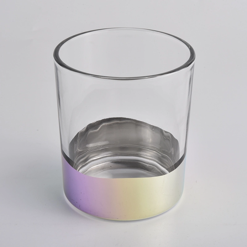 clear glass candle jars with iridescent bottom