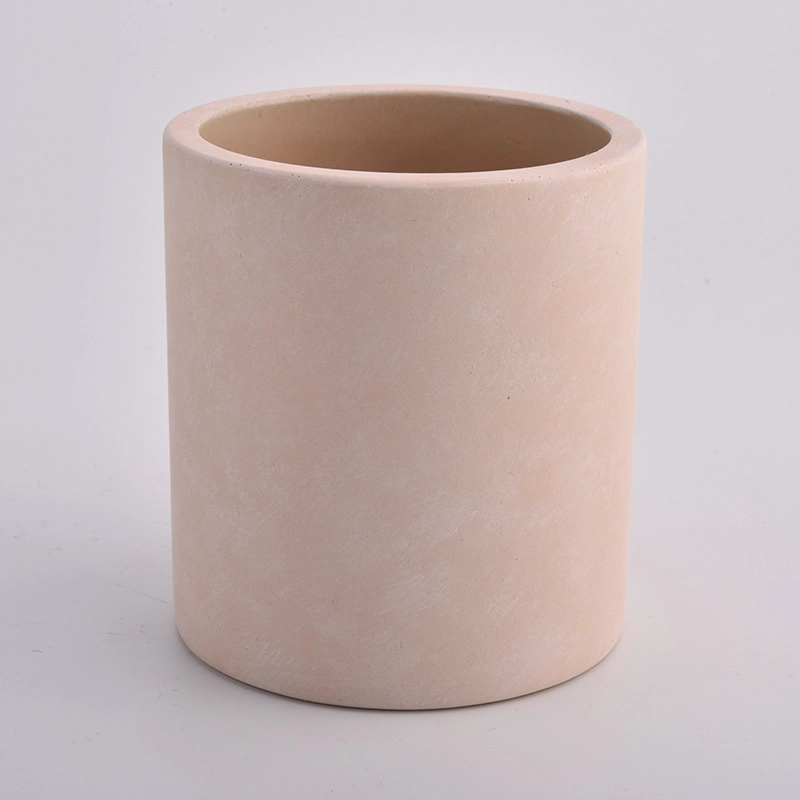 warm matte orange cylinder cement candle jars