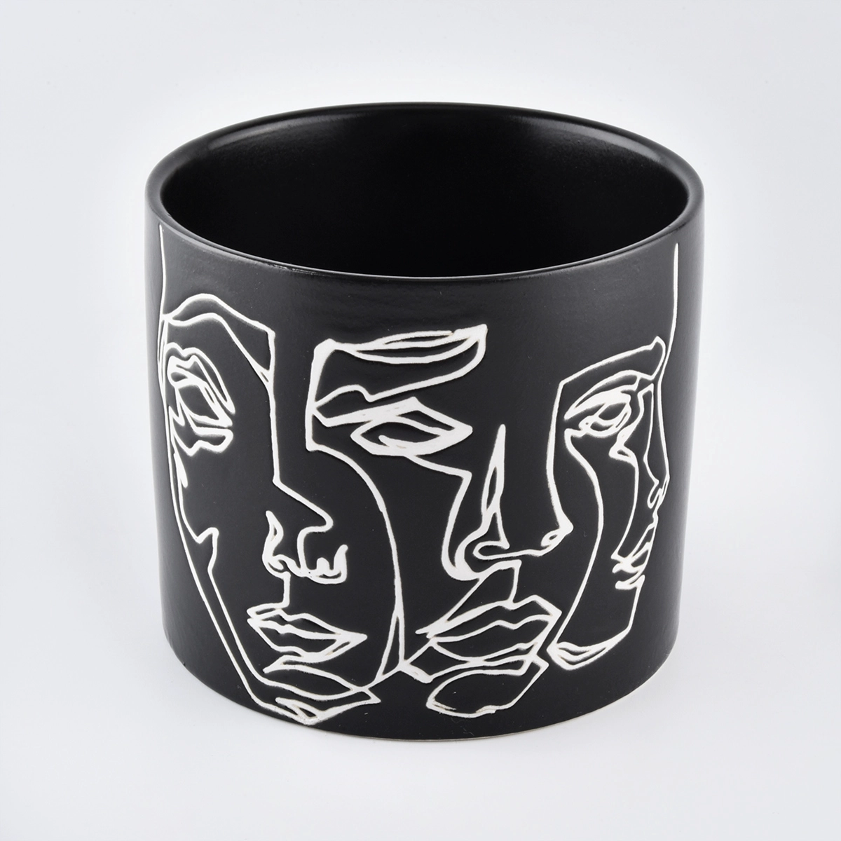 black ceramic candle jars with custom artworks