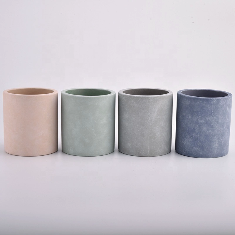gray cement candle holers for 12oz wax filling