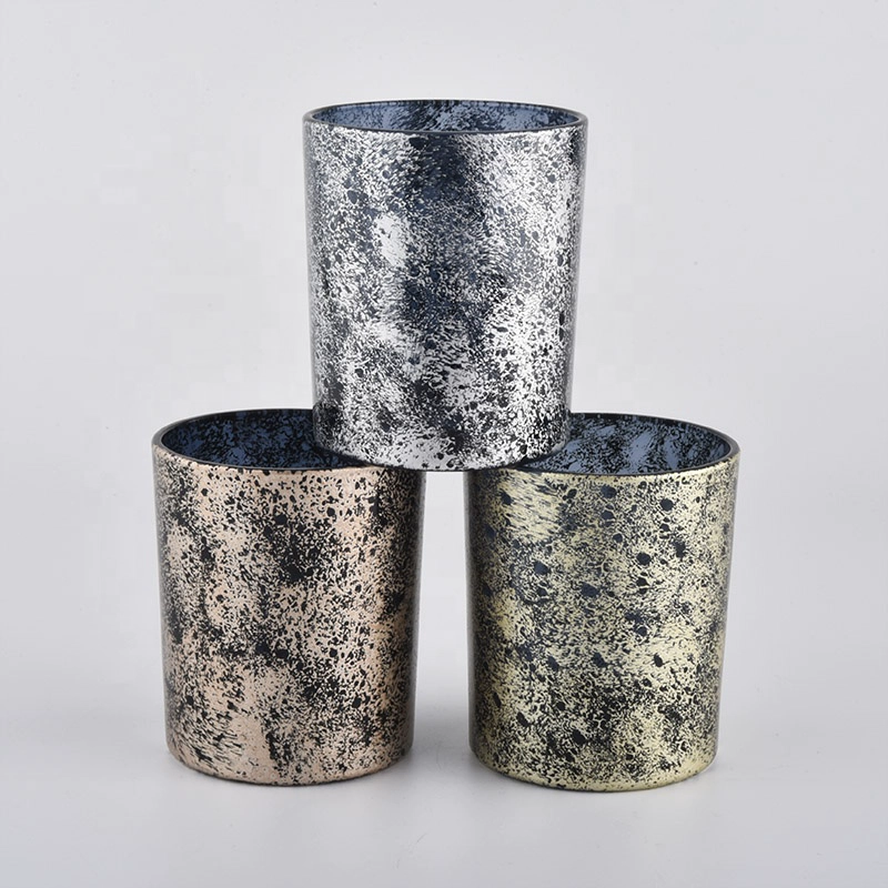 metal painting decorative glass candle jars for home fragrance
