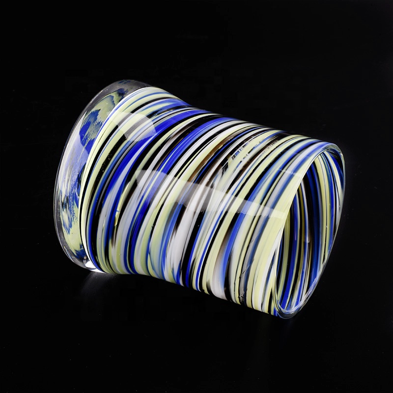 tricolored glass jars unique curved bottom glass candle jar hand made