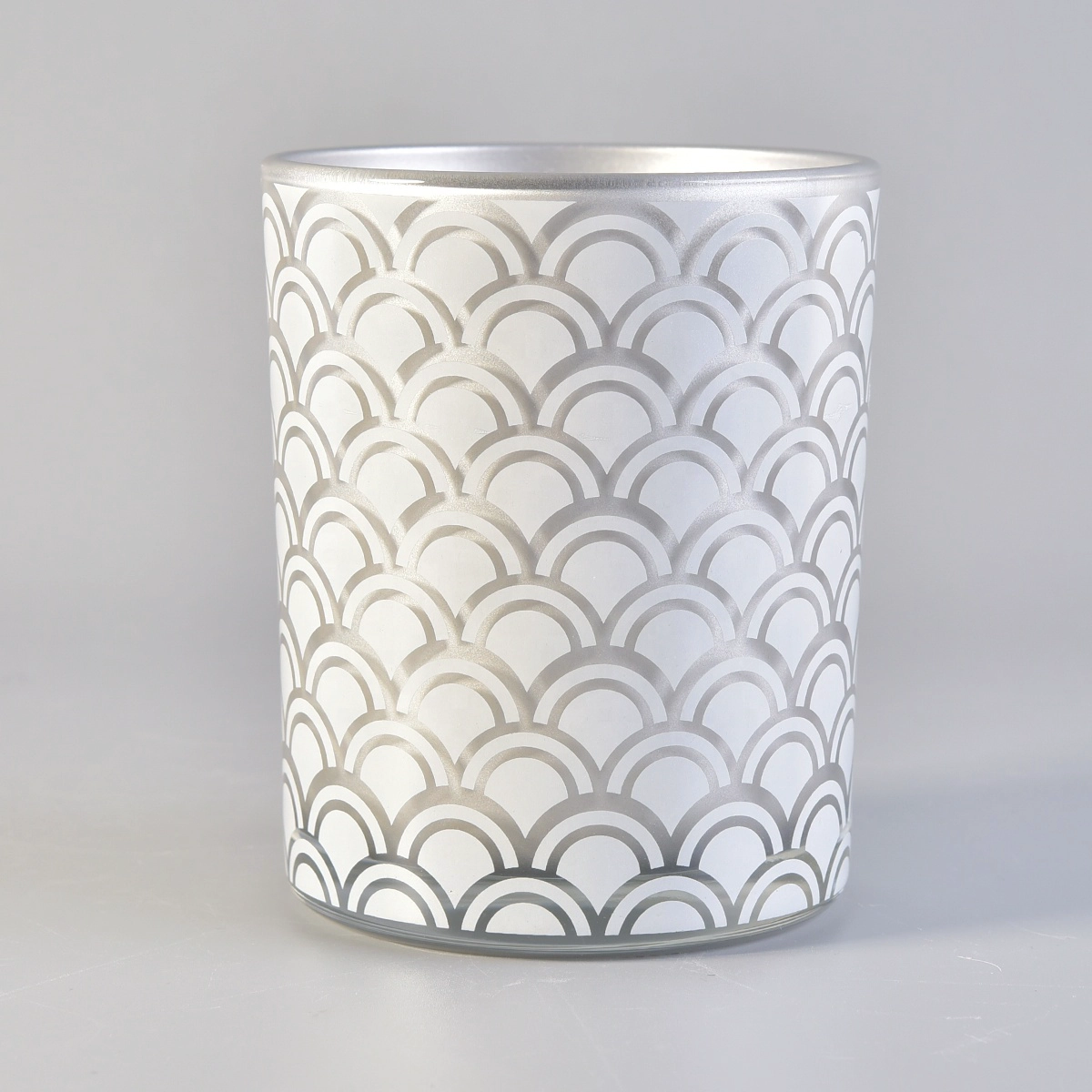 Hot selling silver custom finish cylinder candle glass holders