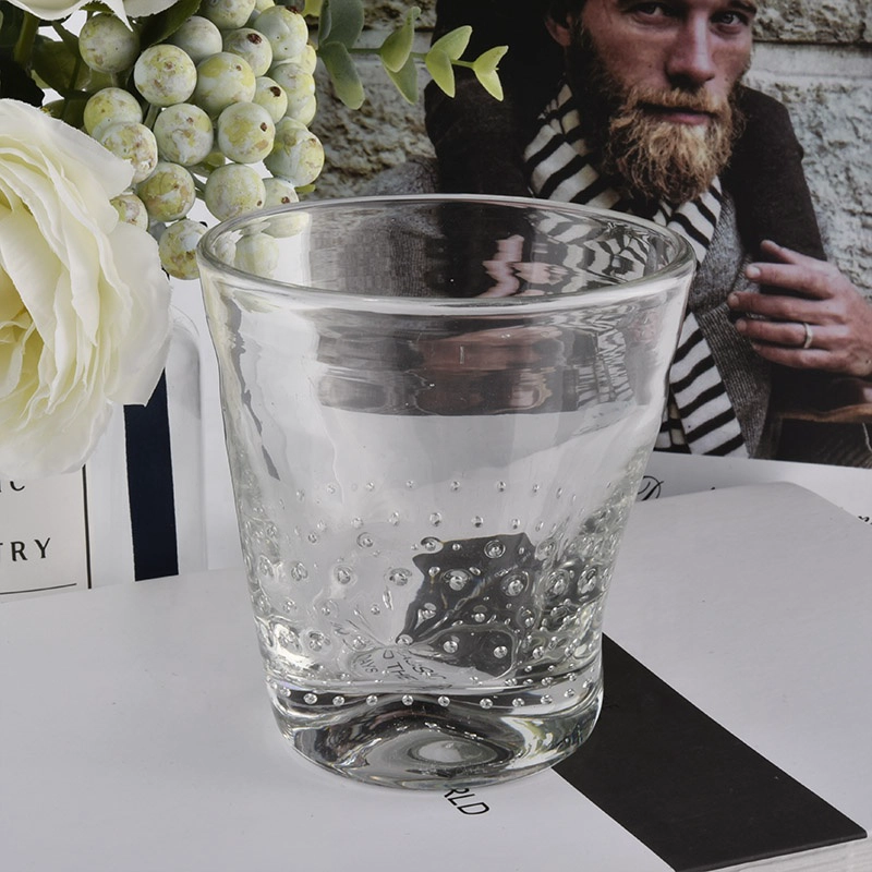 high white glass candle jars with bubble finish