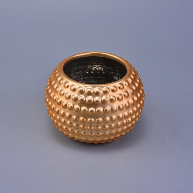 10oz round metallic electroplated ceramic candle holders