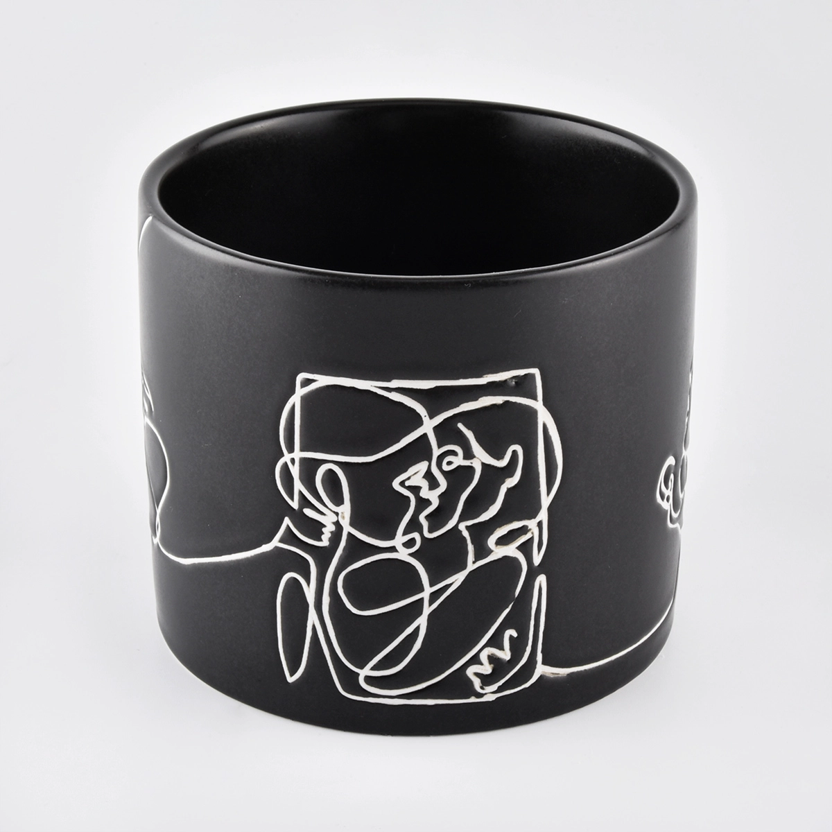 black cylinder ceramic candle jars for home fragrance