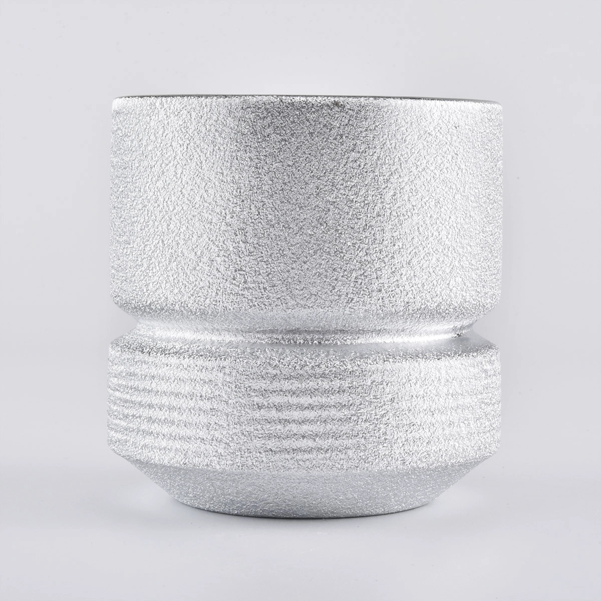 metallic silver ceramic candle jars with slim waist