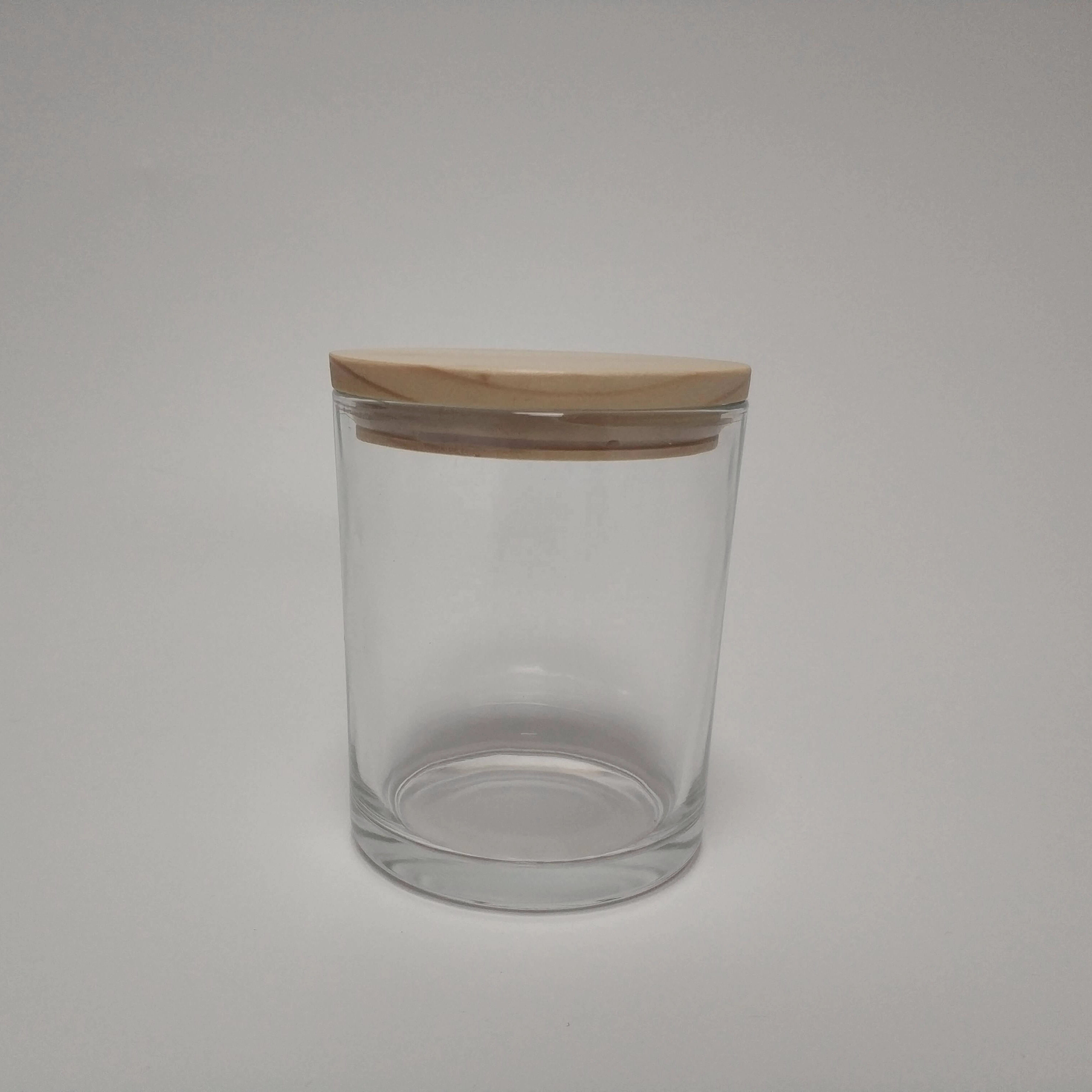 China Suppliers custom glass container jar for candle with wood lid 12 oz 8 oz