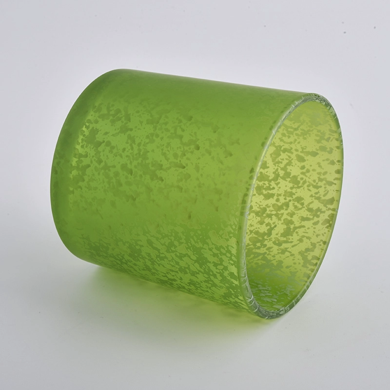 15 oz green decorative glass candle container, unique glass candle vessel for home decor