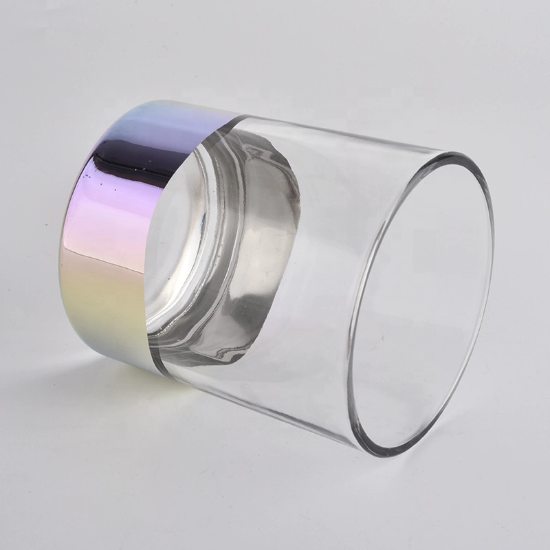 clear glass candle jars with iridescent bottom