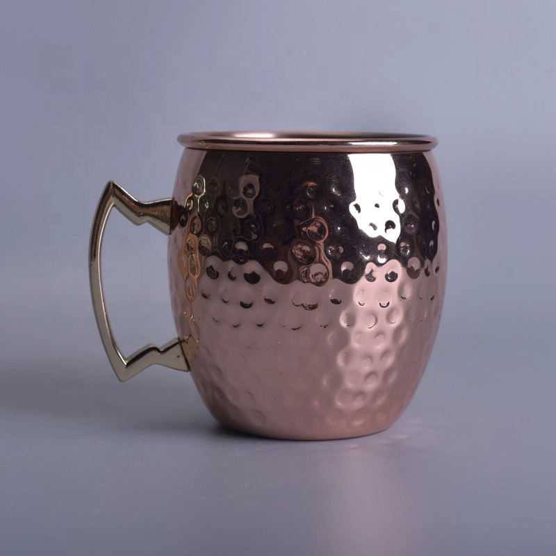 Beaten Stainless Steel Gold Mug Candle Jars Soy Wax Home Decor