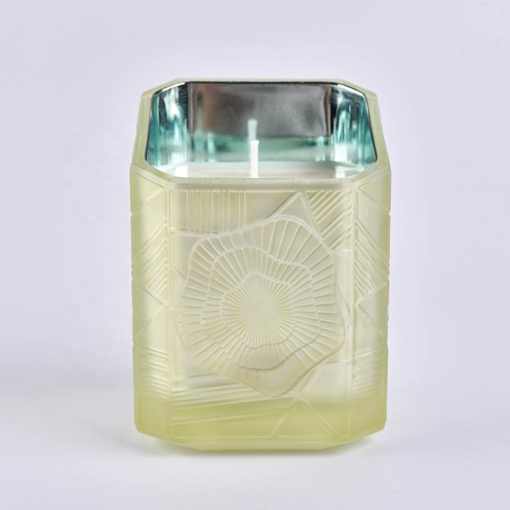 Sunny new design Trapezoid crystal square Luxury glass candle jar holder