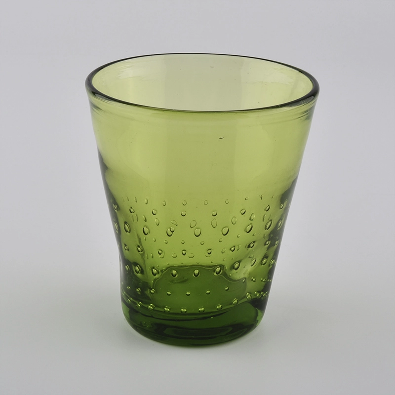 light green hand made glass candle votives