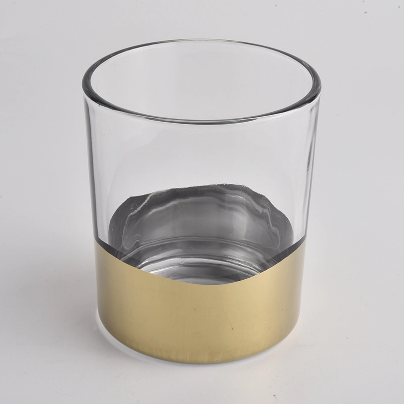 10oz clear glass candle jars with gold bottom