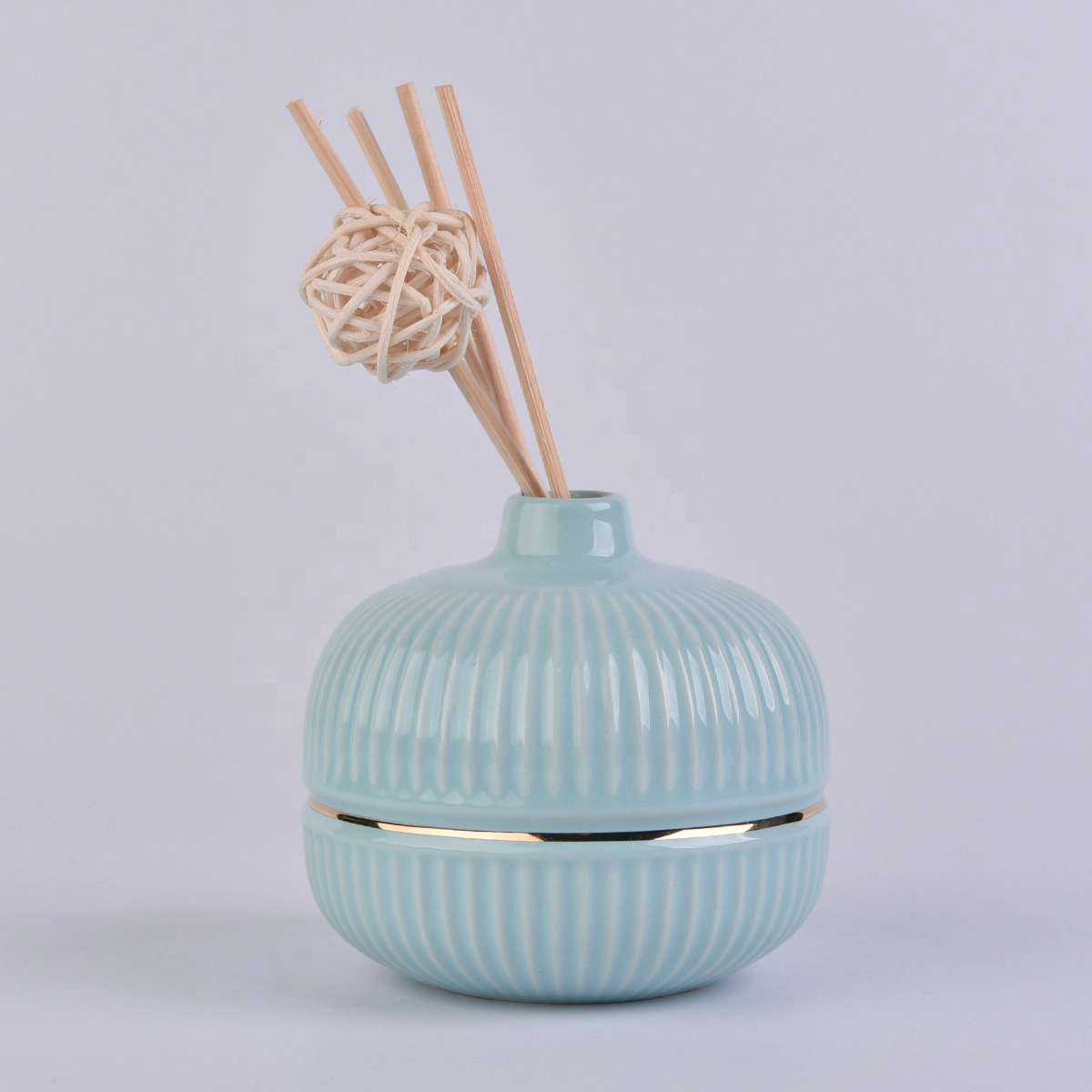 Ball shape blue ceramic oil aroma diffuser reed bottles