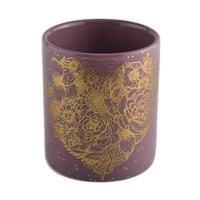 pink glazing ceramic candle jars with gold printing