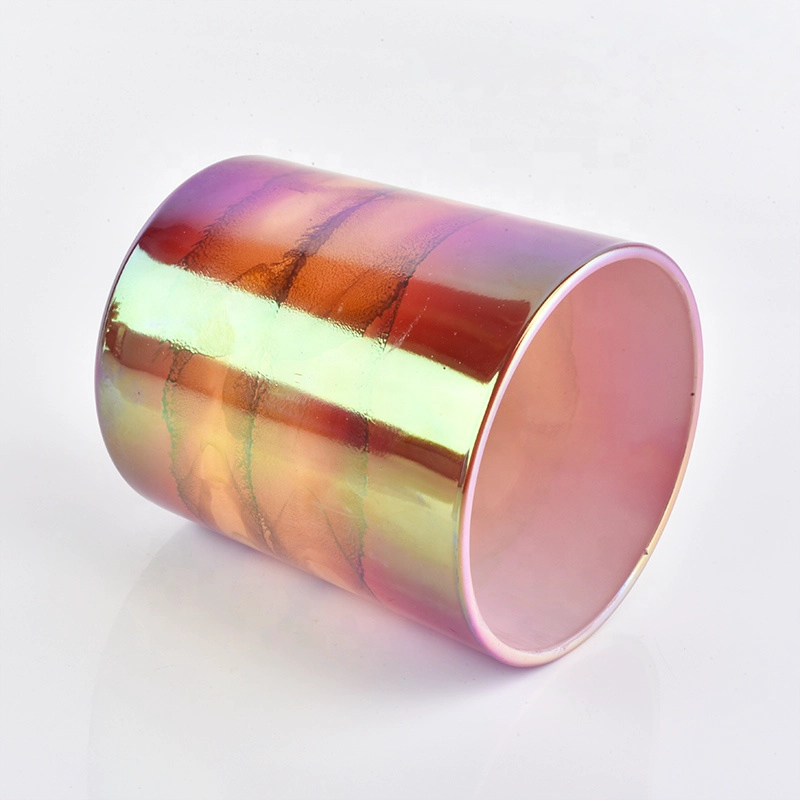 multi-color electroplated glass candle container votive candle jar for home decor