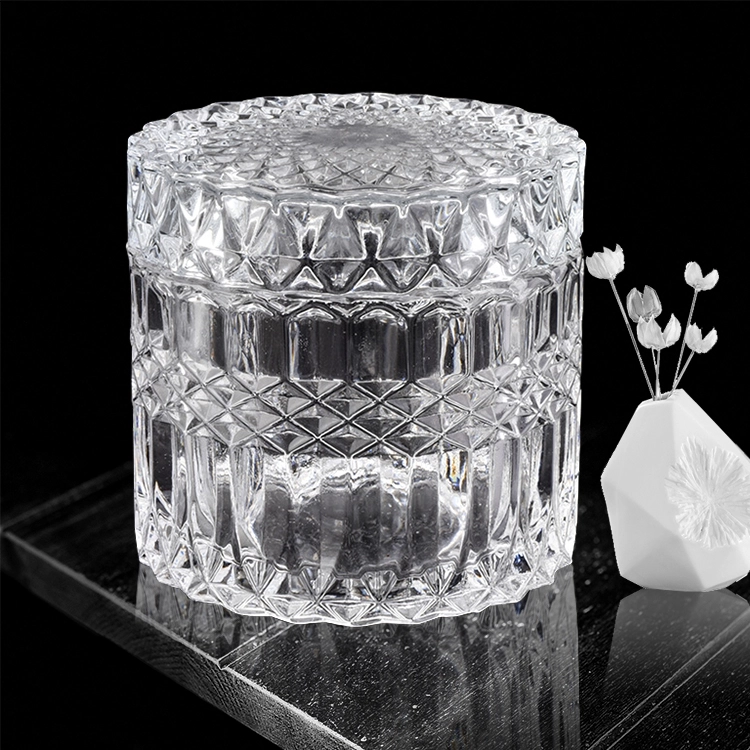 Clear glass votive candle jar with lid home decor