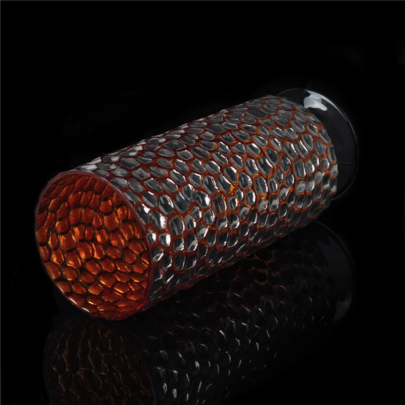 Footed pillar glass candle holders metallic gold home decoration wholesale