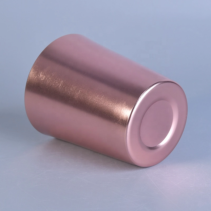 Aluminum Cylinder Pink Metal Candle Jars Metal Container for Wedding Decor in bulk