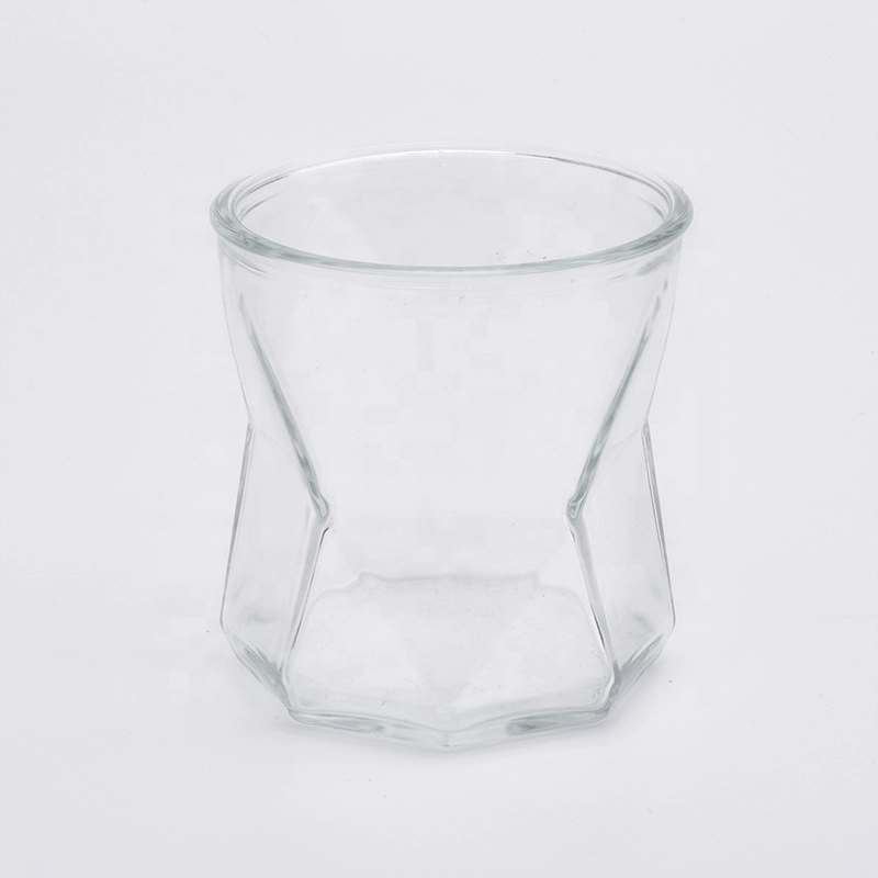 Irregular Geometric Clear Glass Candle Vessel Home Decor Wholesales