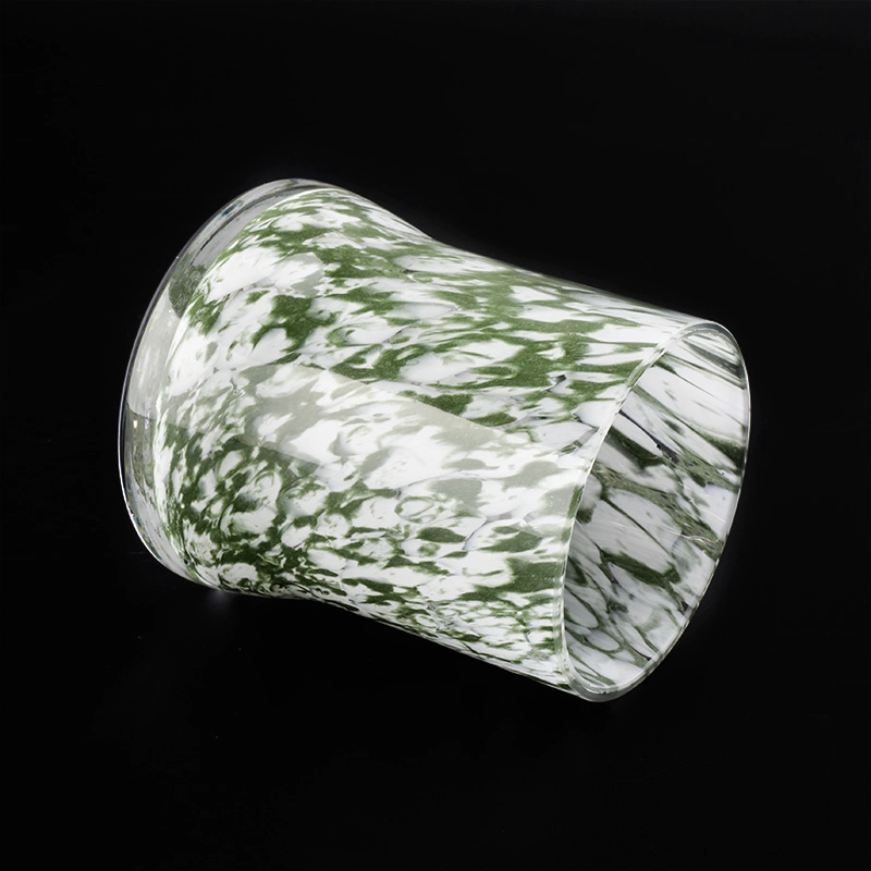 green glossy glass vessel glass candle jar hand made glass jar candle home decoration