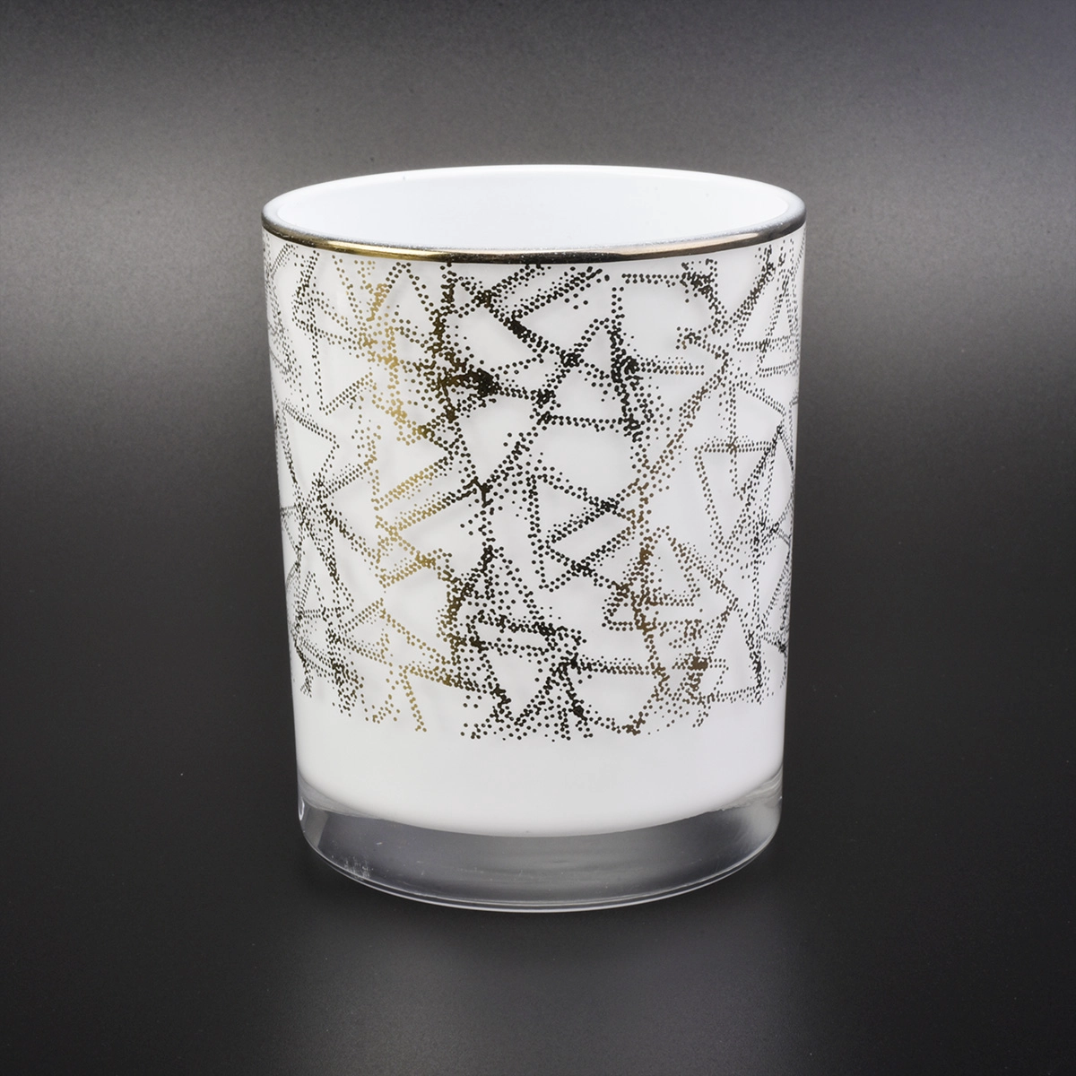 white glass vessel for candle making, empty glass candle holder