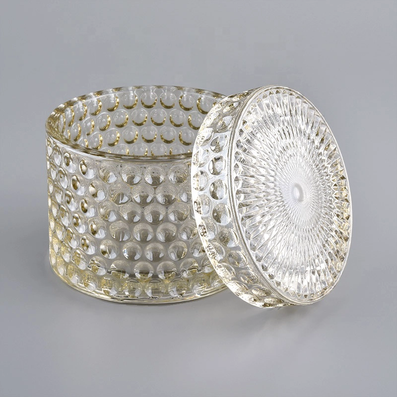 Sunny new design custom bubble crystal decorative glass candle holders with glass lid