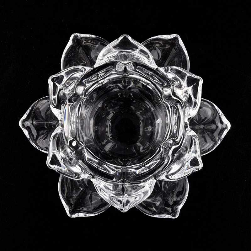 lotus design high white glass tealight candle holder