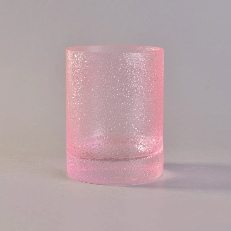 Wholesales Pink Rain Drop Glass Candle Jars Thick Footed Home Decoration
