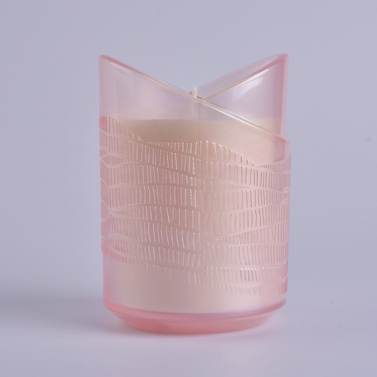 Hot sales custom pink heart design Glass candle jars
