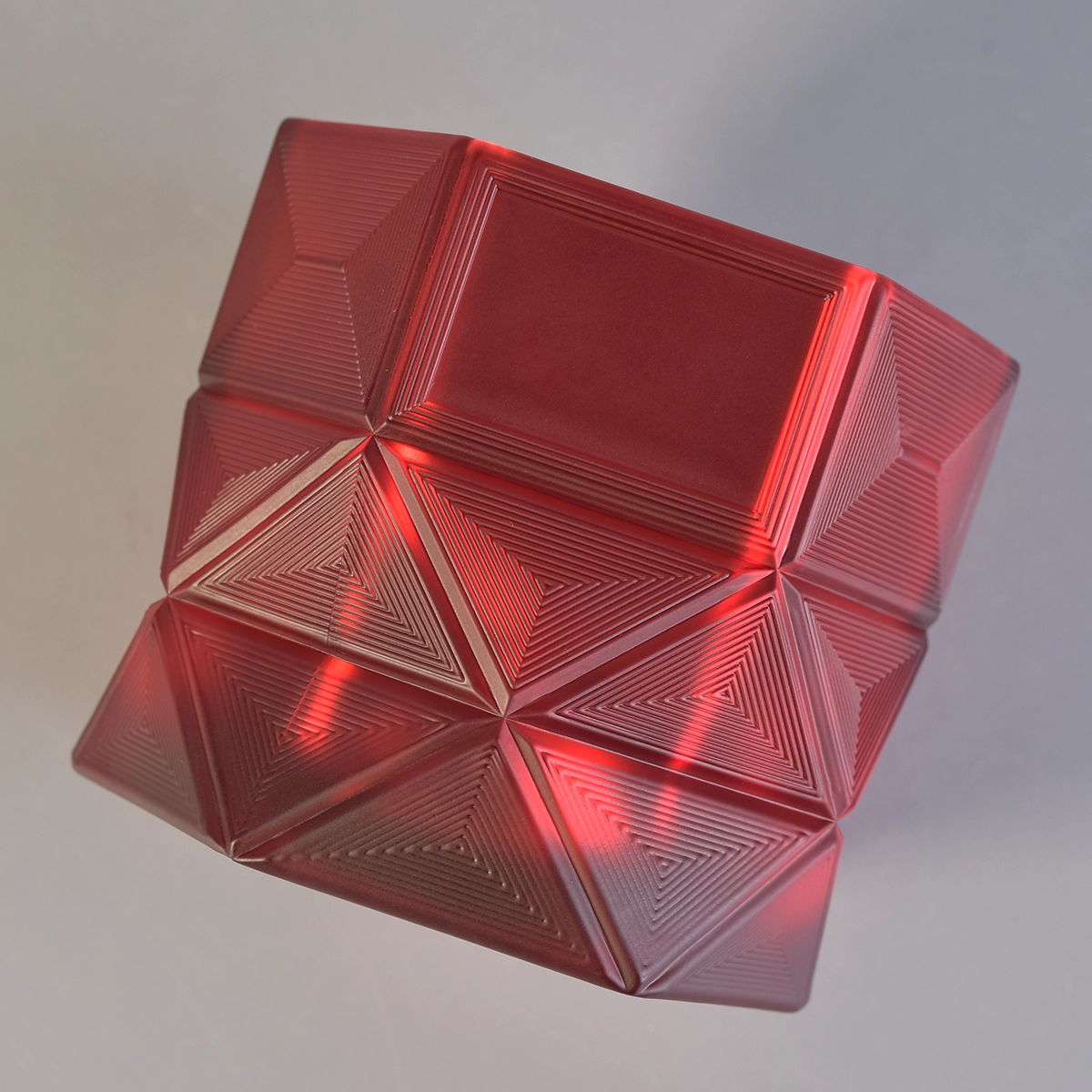 red luxury glass candle jar, electroplating glass candle holder home decoration