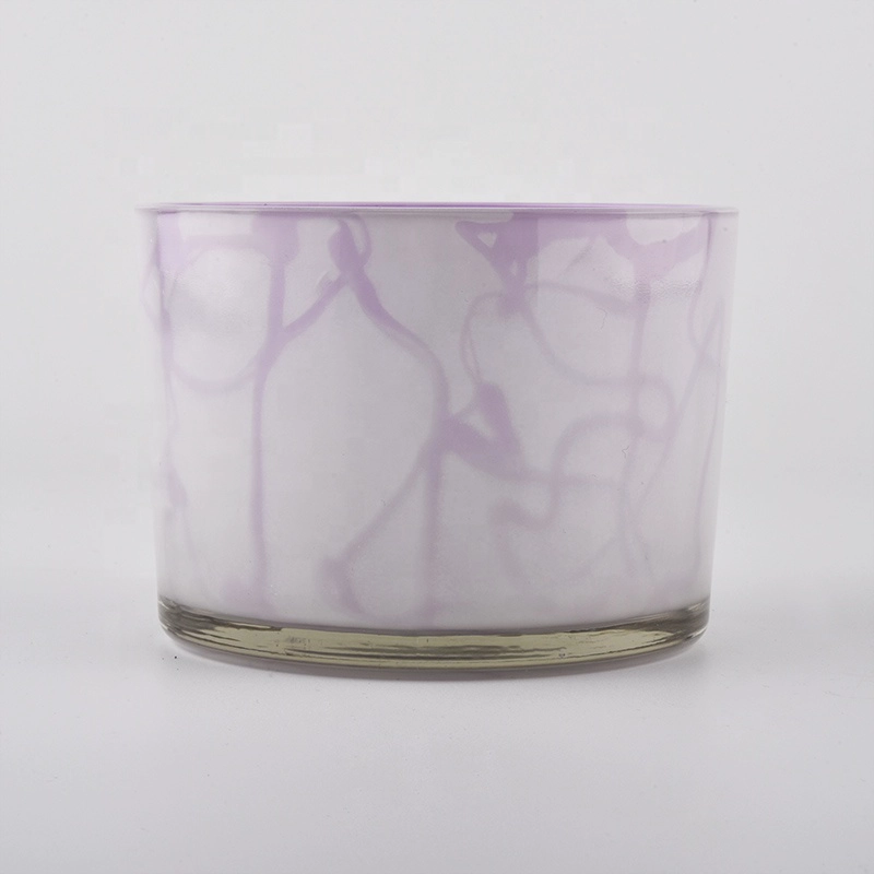 decorative 3 wick glass candle vessel, 500ml large candle jar