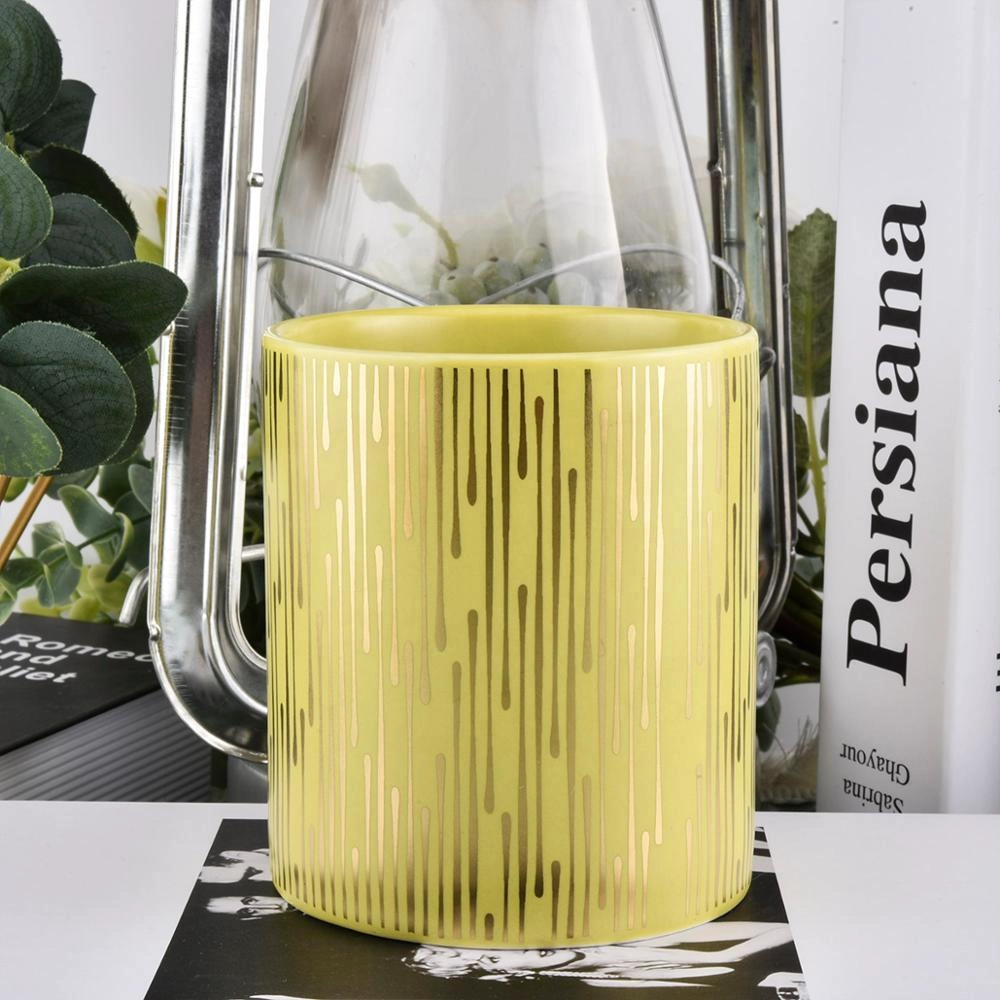 Sunny design Luxury custom golden ceramic candle vessel containers 10oz