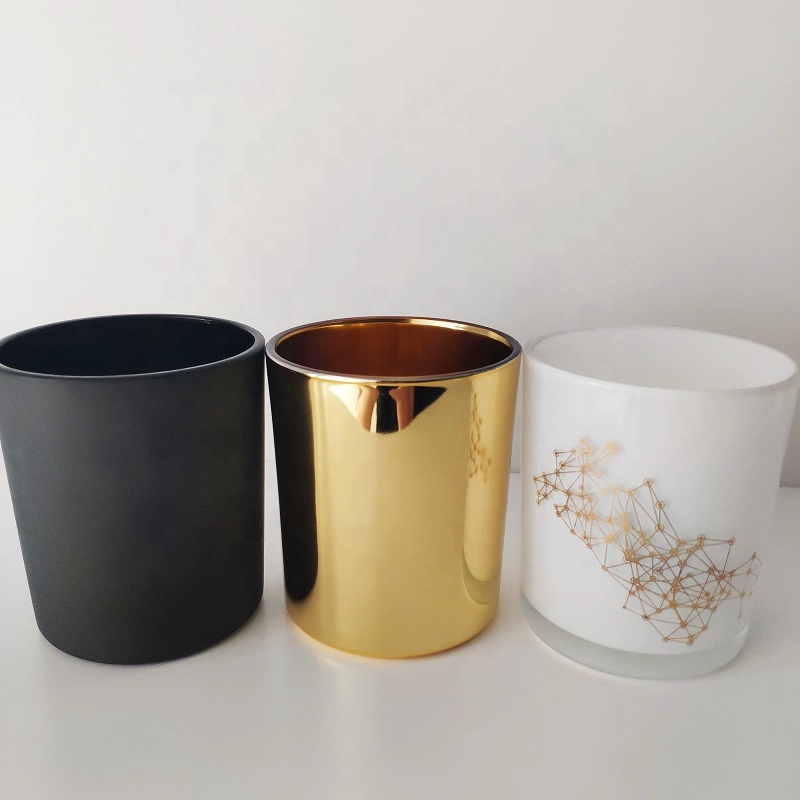 white gold matte black candle jars, 12 oz candle glass holder for home decor