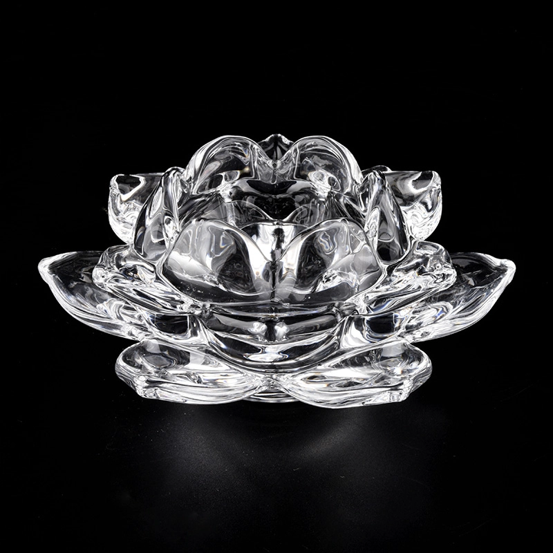 lotus design high white glass tealight candle holder