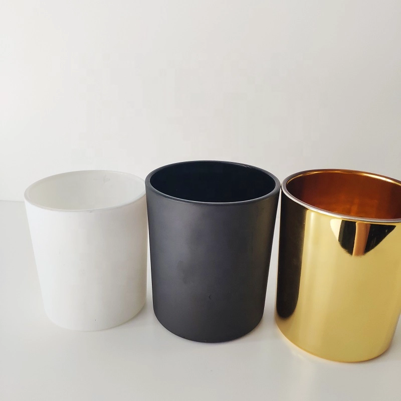 glass votive candle holders, matte black and matte white glass candle jar