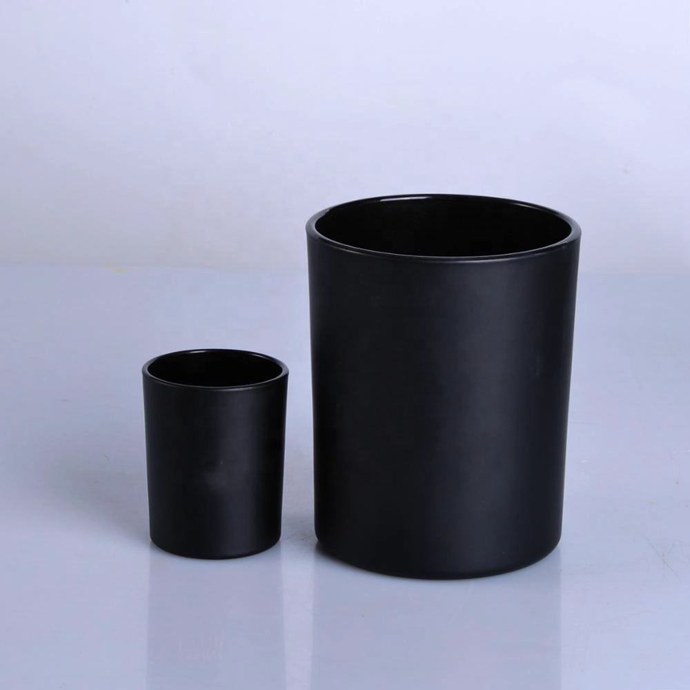 straight glass candles vessel, black matte glass candle containers