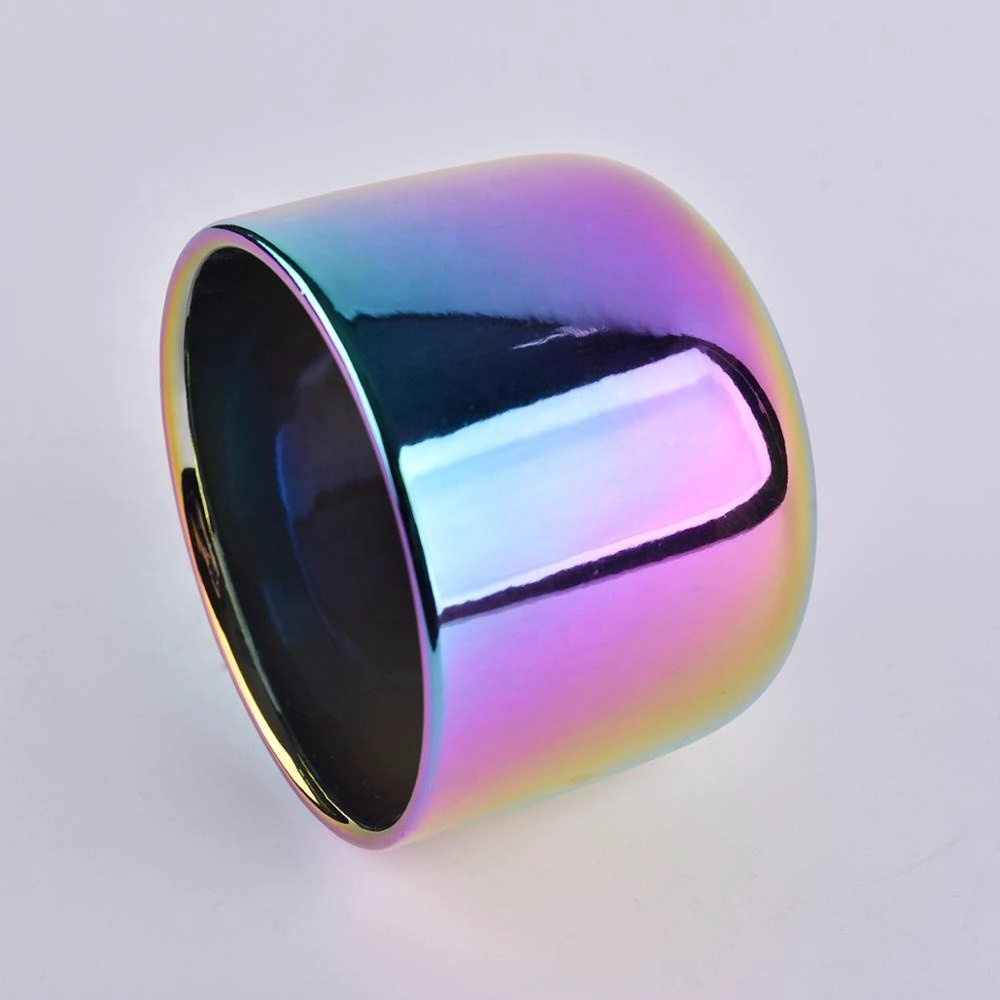 hologram electroplating ceramic candle jars with 2 wicks