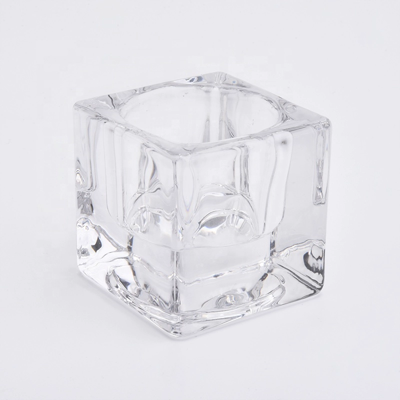 Wholesales Square Glass Candle Holders Thick Glass Votive Candle Jars Home Decor