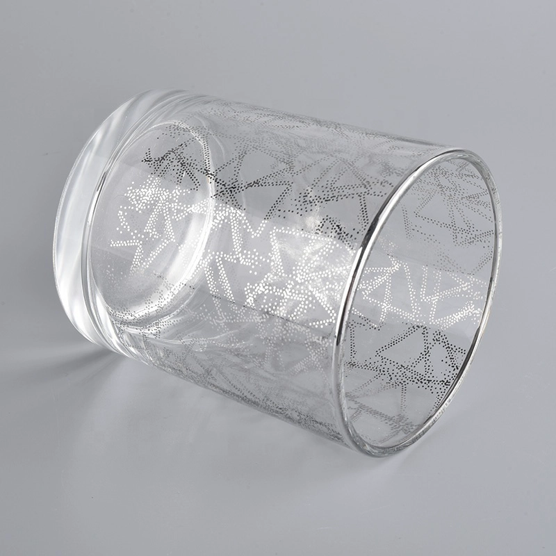 10oz clear glass candle jars with silver printing
