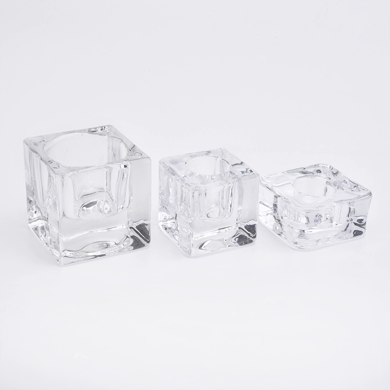 Wholesales Square Glass Candle Holders Thick Glass Votive Candle Jars Home Decor