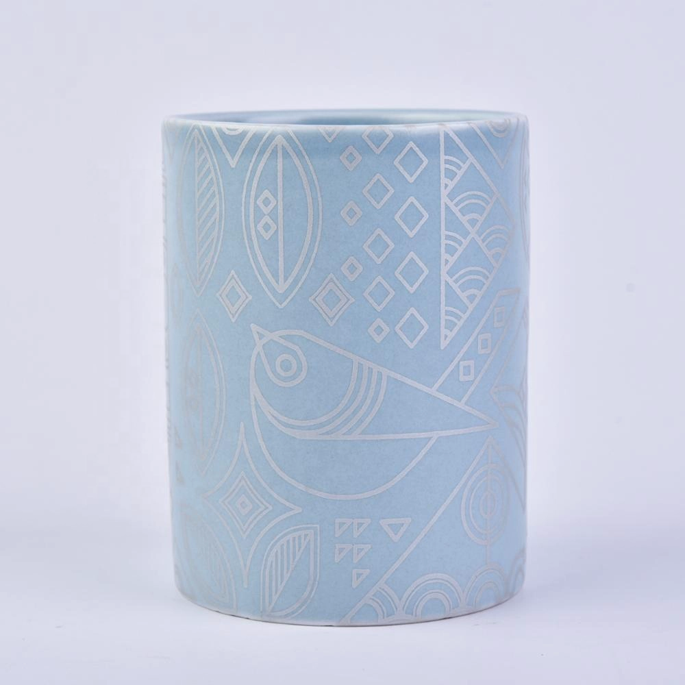 10oz 12oz Wholesales Custom blue ceramic holder for candle 